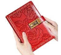 Amesor Diary with Lock,B6 Password Journal - 224 Pages Leather Rose Hardcover Lined Diary for Boys Girls Kids Adult Teens Travel School Birthday Christmas