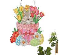 Amesor Easter Diamonds Painting Wreath, Rabbit 5d, Wall Hanging, 5D Kit, Easter Rhinestone Art Craft Kit Home Decoration for Animal Diamond- Painting
