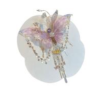 Amesor Flower Hair Clips - Chinese Hairpin | Silk Bowknot Shiny Tassels Rose Elegant Headwear for School Prom Cosplay Festival Bridesmaid Everyday Dance