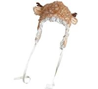 Amesor Plush Animal Hat,Antler Print Photo Prop | Super Soft Warm Hat,for Travel Winter Birthday Holiday Party Cosplay Comedy Stage