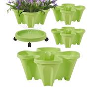 Amesor Stackable Planter,4 Garden Pots Stackable Plant Tower | Display Holder with Removable Tray Wheels, Flower Stand Gardening Accessories for Succulents Flower Vegetable