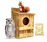 Amestar Wooden Squirrel Houses Owl House Bird Houses for Outside, Squirrel Nesting Box, Owl Boxes for Outside, Birdhouses for Outdoors, Bird Nesting Boxes with Shavings for Wildlife Lovers