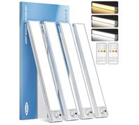 AMETHEUS 4Pack 12inch Under Cabinet Lighting with Remote, 2400mAh USB Rechargeable Battery LED Lights, Smart Motion Sensor Wireless Indoor, Dimmable 3 Color Temps Closet Light for Kitchen, Stairs