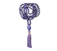 Amethyst 108 Mala Beads Necklace, Hand Knotted Healing Gemstone Bracelet For Necklace Yoga