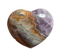 Amethyst Agate Heart Crystals Stone, Polished Pocket Love Gemstones, Dreamy Palm for Luck