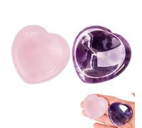 Amethyst and Rose Quartz Worry Stone Stress Relief Healing Crystals Gifts for Women Heart Meditation Polished Reiki Balancing (Purple Pink)