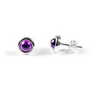 Amethyst and Sterling Silver Simple Minimal Round Stud Earrings, Purple Earrings, February Birthstone Gift