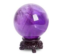 Amethyst Ball Quartz Crystal Sphere Polished Divination with Stand Decorative Crystals for Feng Shui Fortune Telling,100mm Gemstone Stone