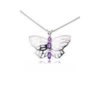 Amethyst Butterfly Pendant Necklace Ojewellery Silver 18 inches