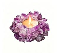 Amethyst Candle Holder - Crystal Candle Holder, Raw Crystal Tealight Holder, Amethyst Decor, Boho Spiritual Decor, Bling Lotus Flower Glass Ornaments,Aromatherapy Candles Holders（Not Included）