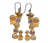 Amethyst & Citrine Earrings 7mm 6mm - Black Rhodium Yellow Gold Plated Sterling Silver - Colorful Multi-Gemstone Dangle Drop Style - Elegant Women’s Jewelry