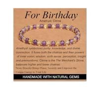 Amethyst Citrine - for Birthday - Stretch Elastic Bracelet Natural Stone Crystal Healing Power Energy Gifts for Unisex Adult 4mm
