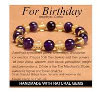 Amethyst Citrine - for Birthday - Stretch Elastic Bracelet Natural Stone Crystal Healing Power Energy Gifts for Unisex Adult 10mm