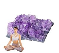 Amethyst Cluster - Raw Purple Stones, Natural Geode Crystal Fragment with Sparkling Mineral Points, Deep Violet Specimen, Ideal for Home Meditation Yoga Decor