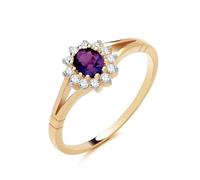Amethyst Cluster Ring, Gold, Cocktail Style, Engagement, 18ct Gold, Sterling Silver 925, Oval Amethyst (K)