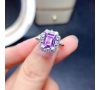 Amethyst Cocktail Rings Purple Adjustable Open CZ Rainbow Topaz Ring Women's Engagement Ring Princess Cut Diamond Ring Colorful Diamond Ring