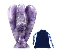 Amethyst Crystal Angel Figurine,Natural Amethyst Crystal,Angel Gifts for Women,with 1 Velvet Bag,Easy to Carry,Suitable for Office Desktop and Home Desktop Decoration (1.5 Inches)