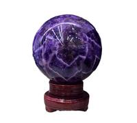 Amethyst Crystal Ball Crystals Sphere with Wooden Stand Fantasy Ornaments for Divination Feng Shui Decoration,11cm/4.3in