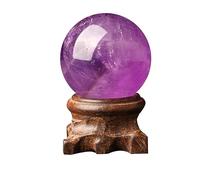 Amethyst Crystal Ball - Large Dream Crystals Sphere with Wooden Stand - Home Decor - Divination Sphere,Purple,50~55mm