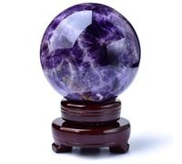 Amethyst Crystal Ball Purple Gemstone with Wood Stand Crystals Orb for Witchcraft Quartz Astronomy Home Decor Gifts,100mm