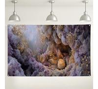 Amethyst Crystal Cave Backdrop, Artistic Elegant Nature Photography Background, Perfect for Weddings, Birthday Celebrations, or Holiday Events 71x43 Inch