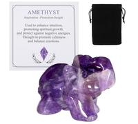 Amethyst Crystal Elephant Ornament, Elephant Crystal Gifts for Women, Cute Ornaments for Desktop Decorations, Crystal Elephant Gifts for Women/Man Christmas Birthday and Valentine's Day (Purple)