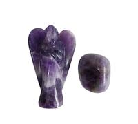 Amethyst Crystal Guardian Angel Figurine - 2 Inch Hand Carved With Bonus Tumbled Stone - Spiritual Healing Crystals & Energy Balance Pocket Decor