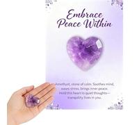 Amethyst Crystal Heart with Affirmation Cards - Crystal Stones for Meditation & Chakra Balancing