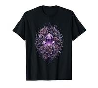 Amethyst Crystal Lotus Floral Mystic Witchcraft T-Shirt