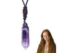 Amethyst Crystal Necklace - Stone Jewelry For Friends Family Special Occasions | Hexagonal Crystal Jewelry | Crystals Point Pendant Necklace For Birthdays Anniversaries Celebrations