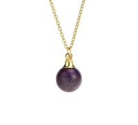 Amethyst Crystal Necklace with Golden Chain,Essential Oils Diffuser Necklaces for Women Fshion Small Ball Pendant Chork Amulet Jewelry Gifts for Girls Birthday Christmas Amethyst