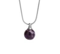 Amethyst Crystal Necklace with Silver Chain,Essential Oils Diffuser Necklaces for Women Fshion Small Ball Pendant Chork Amulet Jewelry Gifts for Girls Birthday Christmas Amethyst