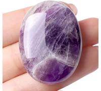 Amethyst Crystal Oval Healing Crystals, Violet Natural Gemstone Thumb Care Stone for Wiccan Supplies, Anxiety Stress Relief, Home Decoration, Balancing Meditation Accessories