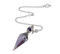 Amethyst Crystal Pendulum, Hexagonal Reiki Healing Crystal Points Gemstone Dowsing Tool for Meditation, Chakra Balancing, Wicca, Divination, Scrying, and Spiritual Practitioners
