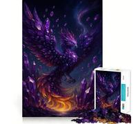 Amethyst Crystal Phoenix Digital Art Jigsaw Puzzle 1000 Piece Cognitive Fun Play Precise Interlock Structure Bonding Activity for Loved Ones (38x52cm)