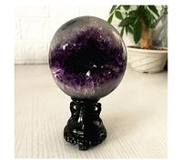 Amethyst Crystal, Rough Amethyst Geode Crystal Ball Divination Home Decoration Multicolor 65-86mm(A22 86mm 838g)