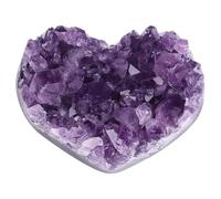 Amethyst Crystal Small Heart Shape Amethyst Geode Natural Crystal Stones for Meditation Home Decor 1.57-1.97 inch