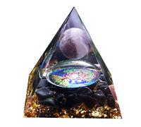 Amethyst Crystal Sphere Orgonite Pyramid Kit with Obsidian Stone Reiki Energy Chakra Healing Orgone Pyramide Collection Meditation Tool