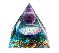 Amethyst Crystal Sphere Orgonite Pyramid with Blue Quartz Reiki Energy Chakra Healing Protection Orgone Pyramide Gift for Friends