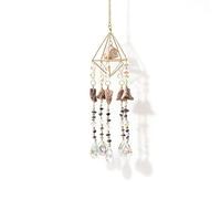 Amethyst Crystal Sun Catcher Hanging Ornament Rainbow Prism Window Decor Garden Hanging Pendant Geometric Wind Chime Home Decoration Gift for Women