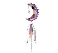 Amethyst Crystal Wind Chime with Crescent Moon - Hanging Suncatcher for Window or Garden, Rainbow Prism Mobile Decor