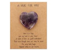 Amethyst Crystal Worry Stone, Amethyst Thumb Worry Stone with Gift Card Love Hearts Gemstones Healing Crystal Gifts for Women Men Stress Relief Polished Reiki Balancing Purple