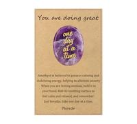 Amethyst Crystal Worry Stones, Healing Crystals for Anxiety Relief for Adults, Thumb Stones for Stress, Spiritual Gifts for Women, Meaningful Crystal Gifts with Gift Card