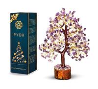 PYOR Amethyst Crystals, Artificial Tree, Money Trees, Crystals and Stones, Desk Decorations for Women Office, Feng Shui Decor, Spiritual Gifts for Women, Meditation Crystals, Housewarming Gifts
