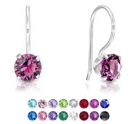 Amethyst Dangle Earrings - 925 Sterling Silver Hooks With Swarovski Crystal Light Elements - Purple Crystal Earrings for Women - Colourful