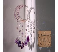 Amethyst Dream Catchers, Dreamocean Moon Tree of Life Dream Catcher Crystal Wind Chimes Sun Catcher Hanging Window Wall Decor Yoga Meditation Gifts for Adults Girls
