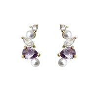 Amethyst Earrings,Pearl Zircon Earrings,Light Luxury Niche Jewelry,Temperament Commuting Accessories,Ear Accessories For Women's Elegant Costumes