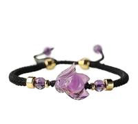 Amethyst Feng Shui Wealth Bracelet - Adjustable Crystal Bangle for Spiritual Healing, Money Luck, and Love Protection - Fox God Talisman for Meditation and Good Fortune(Espresso)
