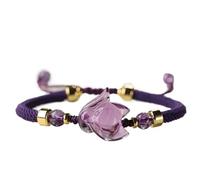 Amethyst Feng Shui Wealth Bracelet - Adjustable Crystal Bangle for Spiritual Healing, Money Luck, and Love Protection - Fox God Talisman for Meditation and Good Fortune(Purple)