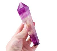 Amethyst Fluorite Crystal Tower Stone Point Purple Hexagonal Wand Balancing Gift for Feng Shui Home Office Decor,250~300g Gemstone Stone
